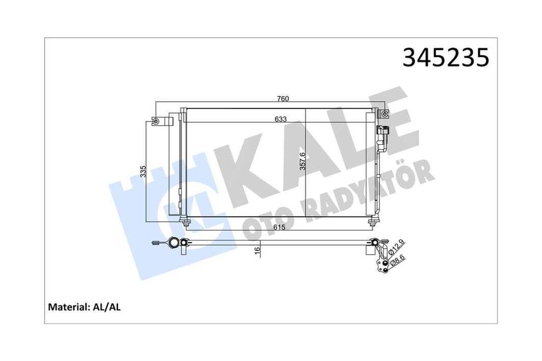 Радиатор кондиционера Kia Rio Ii Condenser (345235) KALE OTO RADYATOR